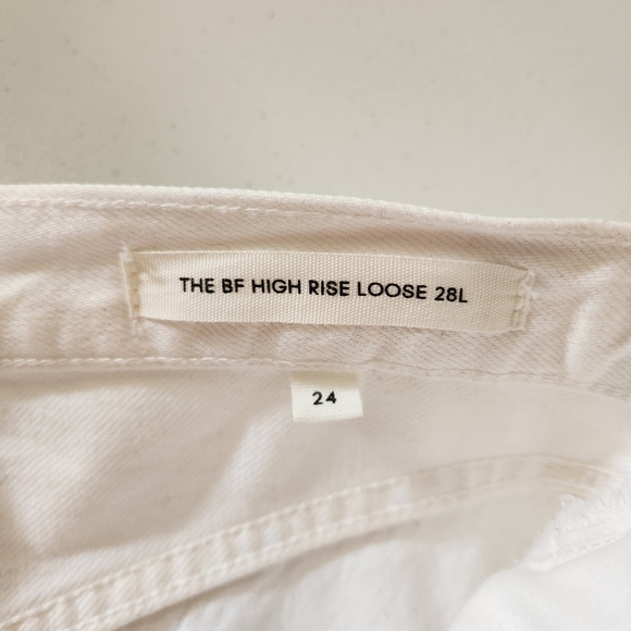 Aritzia Denim Forum The Boyfriend High Rise Loose Jeans White Button Fly size 24 - Picture 8 of 14